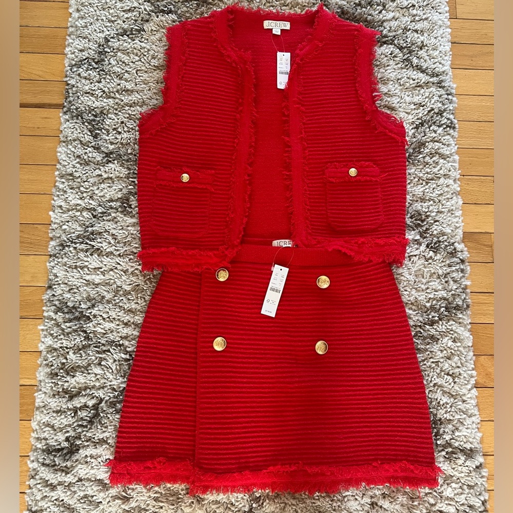J. Crew vest and skirt set in fine bouclé
